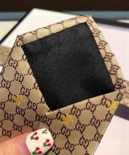Alternative view of Gucci GG Bees Silk Tie Beige GG Men Tie ?545078 4E002 9764