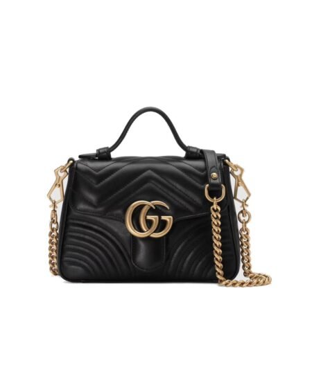 Gucci GG Marmont Mini Top Handle Bag Black For Women, Women's Bags 8.3in/21cm GG 547260 DTDIT 1000