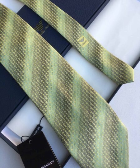 Alternative view of Armani Tie With Embroidered Text Light Green Armani Men Tie