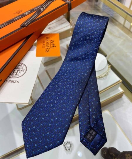 Alternative view of Hermes Tie 7 Galop En Vrac Twillbi Tie Marine/Ciel/Blanc Hermes Men Tie H339322T 01