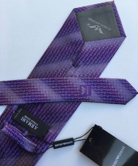 Alternative view of Armani Tie With Embroidered Text Violet Armani Men Tie