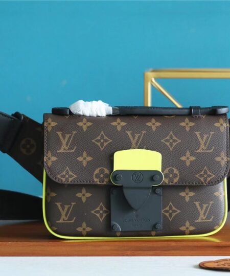 Louis Vuitton S-Lock Sling Monogram Macassar Yellow For Men, Men's Bags, Crossbody Bags 8.3in/21cm LV
