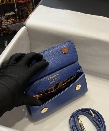 Alternative view of Dolce Gabbana Small Sicily Bag In Dauphine Blue For Women 7.5in/19cm DG BB7116A100180648