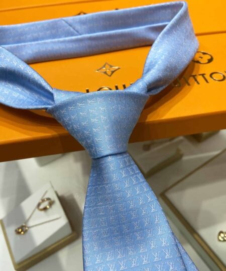 Alternative view of Louis Vuitton Micro LV Tie Light Blue LV Men Tie M77071