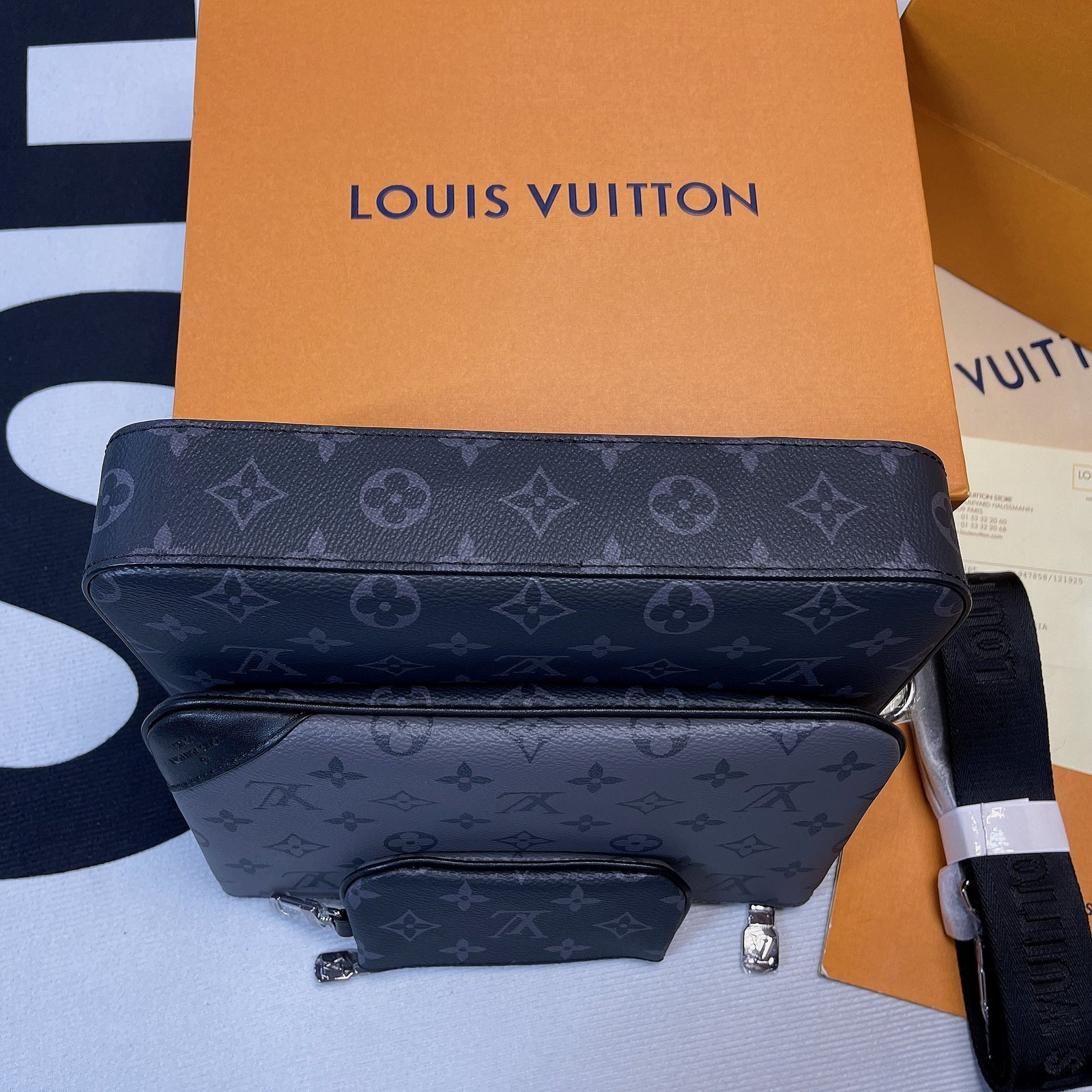 Louis Vuitton Trio Messenger Monogram Eclipse and Monogram Eclipse Reverse For Men, Men's Bags, Shoulder And Crossbody Bags 9.5in/25cm LV M69443 - Image 9