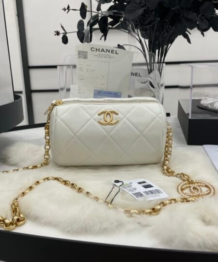 Chanel Bowling Mini White Bag For Women 11cm/4.3in