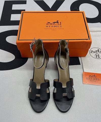 Hermes Legend Sandals Calfskin Leather Spring/Summer Collection Noir