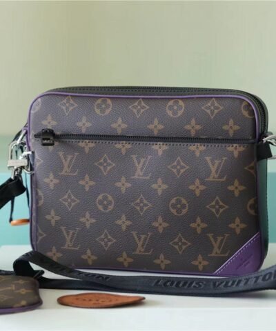 Louis Vuitton Trio Messenger Monogram Macassar Canvas By Virgil Abloh?s Purple For Men, Men's Bags, Shoulder And Crossbody Bags 9.5in/25cm LV M46266