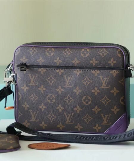 Louis Vuitton Trio Messenger Monogram Macassar Canvas By Virgil Abloh's Purple For Men, Men's Bags, Shoulder And Crossbody Bags 9.5in/25cm LV M46266