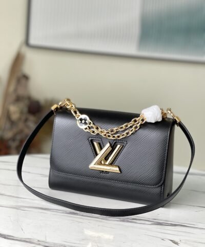 Louis Vuitton Twist MM Monogram Flower Black For Women, Women's Handbags, Shoulder And Crossbody Bags 9.1in/23cm LV M59402