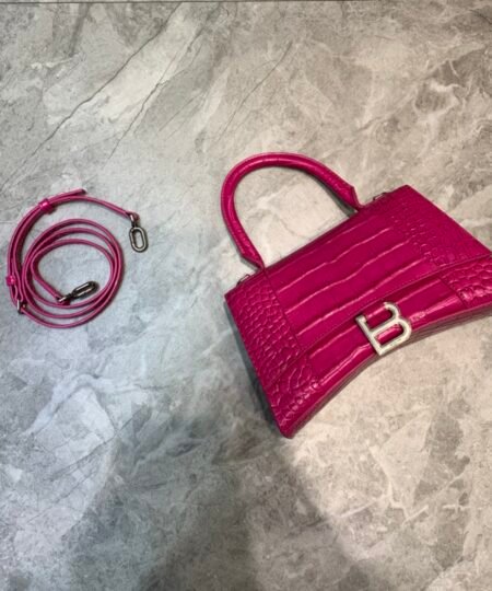 Balenciaga Hourglass Small Handbag In Dark Pink, For Women, Women's Bags 9in/23cm