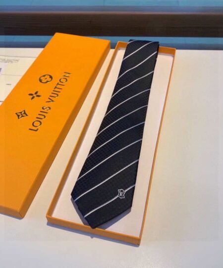 Louis Vuitton Ecu Tie Charcoal Black LV Men Tie