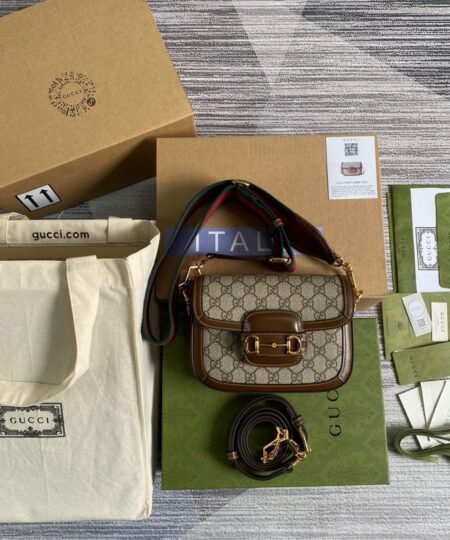 Gucci Horsebit 1955 GG Mini Bag Beige For Women, Women's Bags 8in/21cm GG