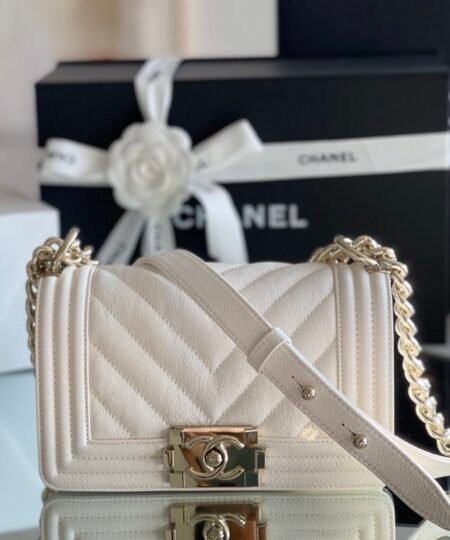 Chanel Mini Boy Flapbag White For Women 5.9in/15cm