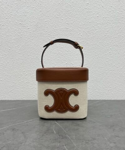Celine Medium Box Cuir Triomphe In Textile Natural / Tan For Women 6in/16cm 199252EFL.02NT