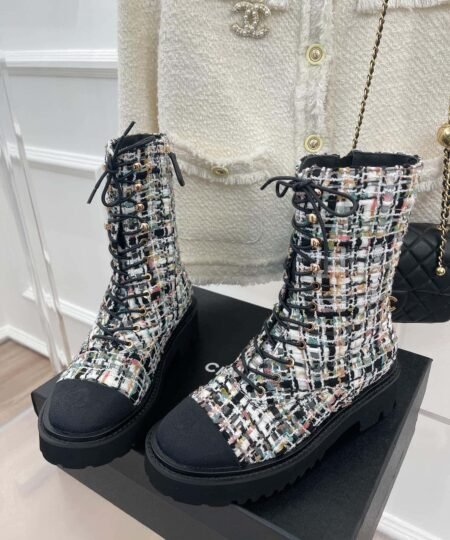 Chanel Women's Martin Shoes With Laces Black For Women 2in/ 5cm