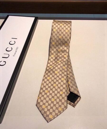 Gucci GG Bees Silk Tie Beige GG Men Tie ?545078 4E002 9764