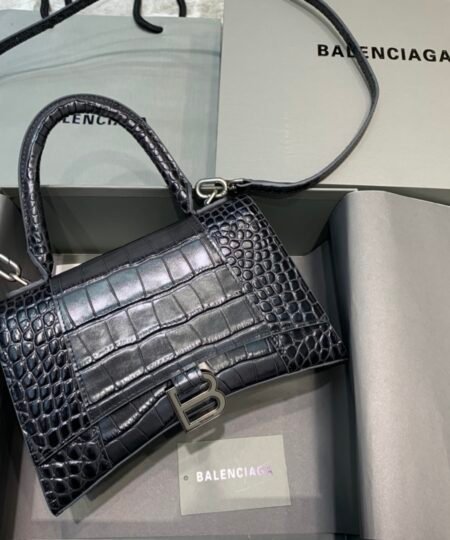 Balenciaga Hourglass Small Handbag In Dark Grey, For Women, Women's Bags 9in/23cm 5935461LR6Y1309