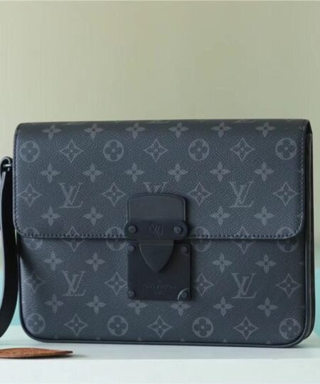 Louis Vuitton S Lock A4 Pouch Taurillon Black For Men, Men's Bags, Shoulder And Crossbody Bags 10.6in/27cm LV