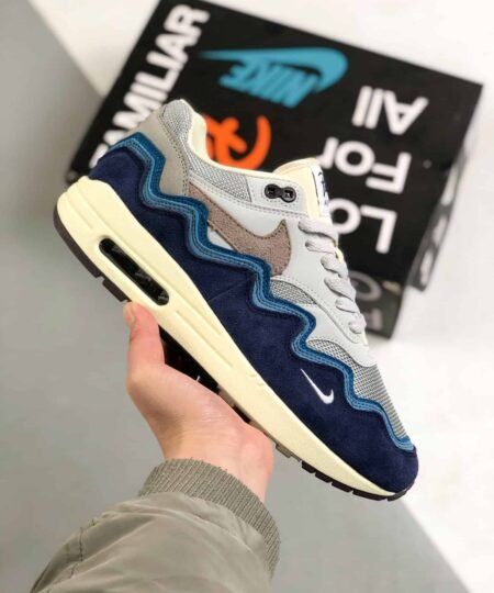 Nike Air Max 1 Patta Waves Noise Aqua Blue-Grey neaker For Men, Men’s Shoes