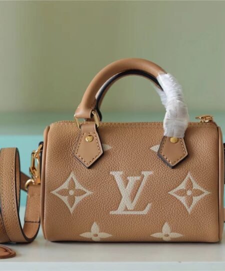 Louis Vuitton Nano Speedy Monogram Empreinte Arizona Beige / Cream For Women, Women's Handbags, Shoulder And Crossbody Bags 6.3in/16cm LV M81457