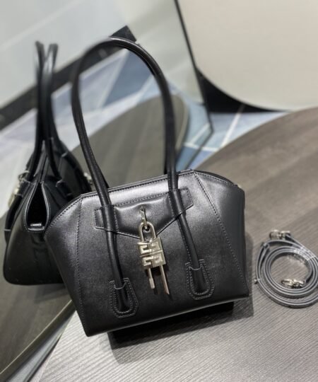 Givenchy Mini Antigona Lock Bag Black For Women, Women's Handbags, Shoulder Bags 8.7in/22cm GVC