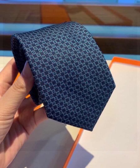 Alternative view of Hermes Accroche-Moi Tie Marine/Ciel Hermes Men Tie H655778T 12