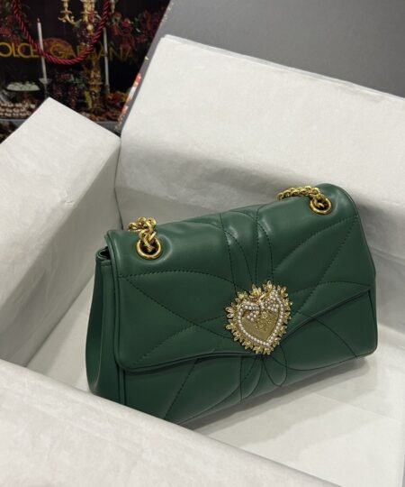 Alternative view of Dolce Gabbana Large Devotion Shoulder Bag In Quilted Nappa Green For Women 11.4in/29cm DG