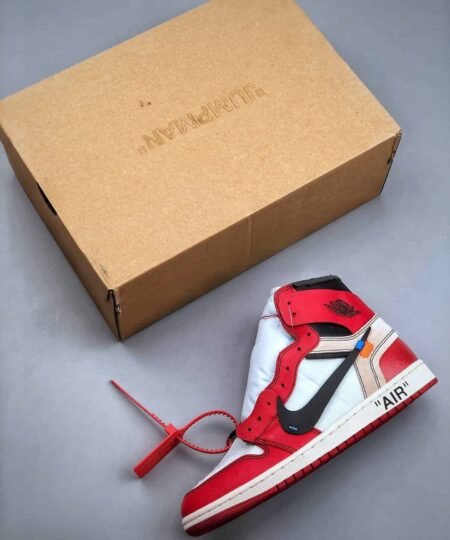 Alternative view of Nike Off-White Air Jordan 1 Retro High OG Chicago in White/Black-Varsity Red For Men, Men’s Shoes AA3834-101