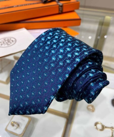Alternative view of Hermes Crane Motif Tie Blue Hermes Men Tie