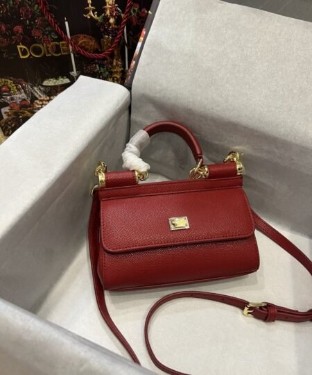 Dolce Gabbana Small Sicily Bag In Dauphine Red For Women 7.5in/19cm DG