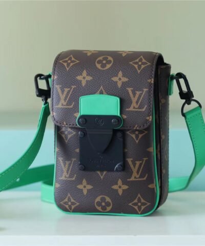 Louis Vuitton S-Lock Vertical Wearable Wallet Monogram Macassar Green For Men, Men's Bags, Shoulder And Crossbody Bags 7.5in/19cm LV