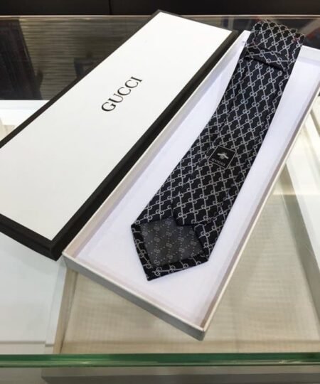 Gucci GG Silk Jacquard Tie Black GG Men Tie