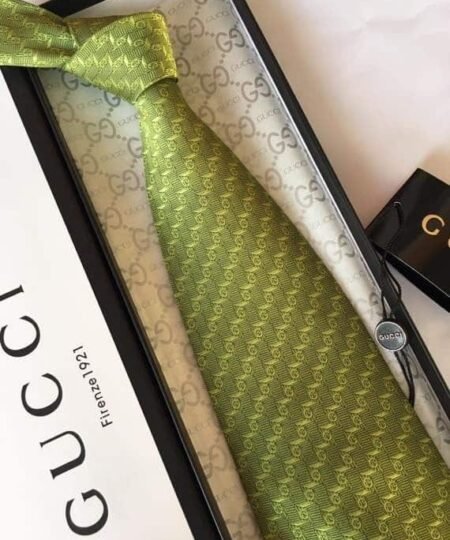 Gucci G Silk Jacquard Tie Light Green GG Men Tie