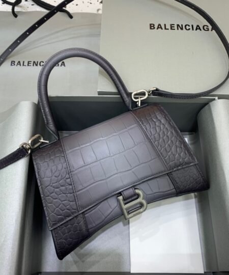 Balenciaga Hourglass Small Handbag In Dark Grey, For Women, Women's Bags 9in/23cm 5935462107U1309