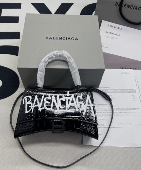 Balenciaga Hourglass Small Handbag In Black, For Women, Women's Bags 9in/23cm