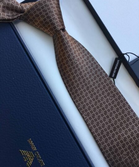 Alternative view of Armani Silk Tie With Geometric Motif Brown Armani Men Tie