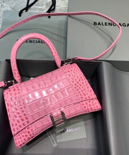 Balenciaga Hourglass Small Handbag In Dark Pink, For Women, Women's Bags 9in/23cm