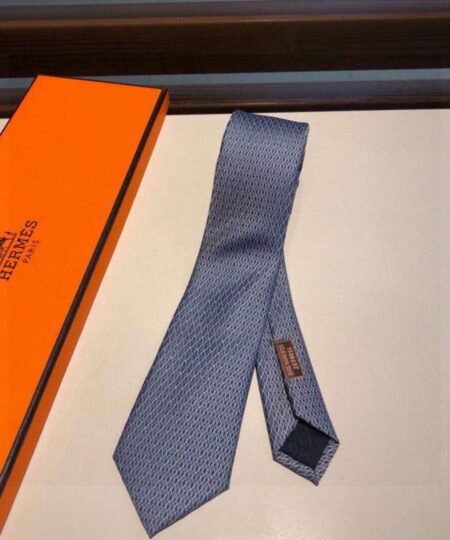 Hermes Tie With Spiral Pattern Grey Hermes Men Tie