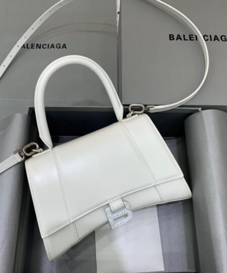 Balenciaga Hourglass Small Handbag In White, For Women, Women's Bags 9in/23cm 5928331QJ4Y9028