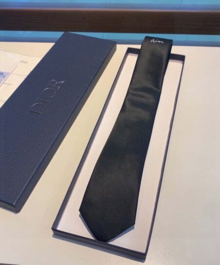 Dior Silk Tie With "Dior" Motifs Black Dior Men tie