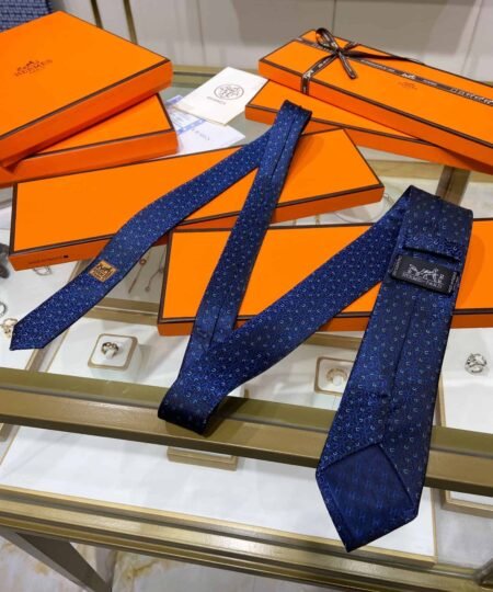 Hermes Tie 7 Galop En Vrac Twillbi Tie Marine/Ciel/Blanc Hermes Men Tie H339322T 01