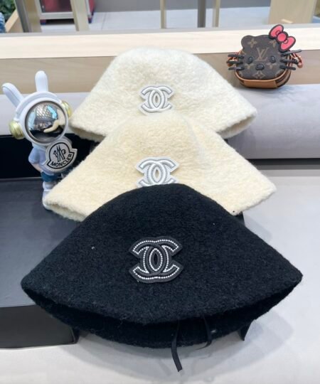 Chanel Bucket Logo C Hat White/Black/Beige For Women