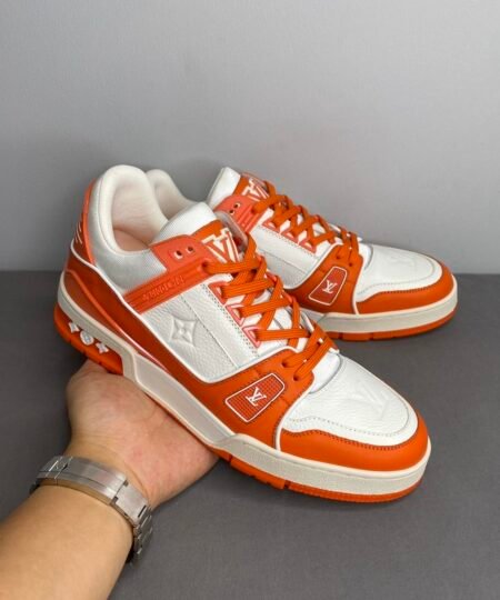 Alternative view of Louis Vuitton Trainer Sneaker Mix Of Materials White/Orange Virgil Abloh For Men LV 1A9VN0