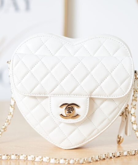 Chanel Mini Heart Bag White For Women 7in/18cm AS3191 B07958 10601