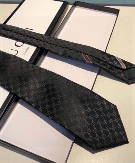 Alternative view of Gucci GG Pattern Silk Tie Black GG Men Tie 456520 4B002 1000