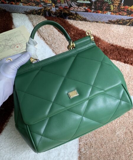 Dolce Gabbana Medium Sicily Bag In Quilted Green For Women 10.2in/26cm DG