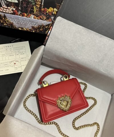 Dolce Gabbana Small Devotion Bag In Plain Red For Women 7.5in/19cm DG BB6711AV89387124