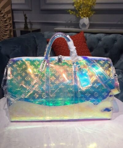 Louis Vuitton Keepall Bandouliere 50 Monogram PVC Iridescent Prism By Virgil Abloh For Men, Men's Bags, Travel Bags 19.7in/50cm LV M53271