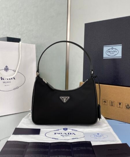 Prada Re-Edition 2005 Saffiano Leather Bag Black For Women, Women's Bags 8.6in/22cm